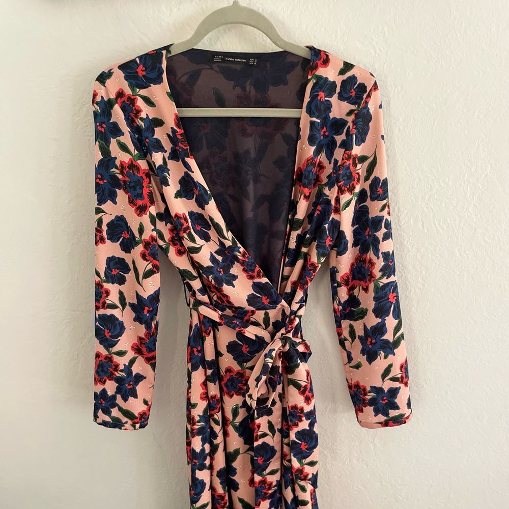Zara midi floral wrap dress